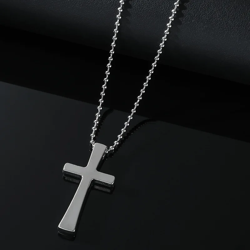 

New Hip Hop Fashion Alloy Cross Black Pendant Zinc Alloy Necklace for Women Men's Religious Party Jewelry