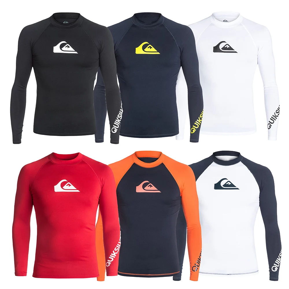 

2023 Mens Surfing Rashguard Swimsuit Beach UV Protection Swimming T-Shirt Quick Dry Rash Guard Long Sleeve Lycra Diving Swimwear