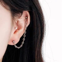 1pcs goth stainless steel helix piercing earring conch cartilage earrings dangle 16g jewelry lobe ear stud earrings with chain