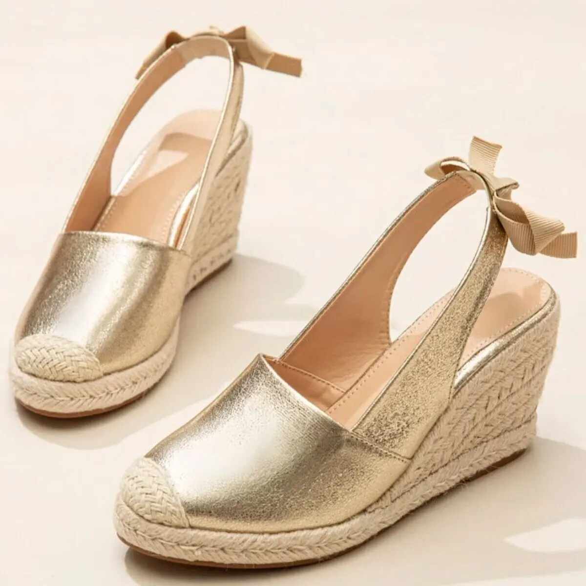 

QIWN Women Fashion Closed Toe Bandage m2 Espadrille Platform Stylish Slingback Summer Shoes
