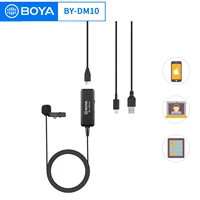 boya by dm10 lavalier microphone omnidirectional lapel clip on video microphone for iphone smartphone and usb computer laptop pc