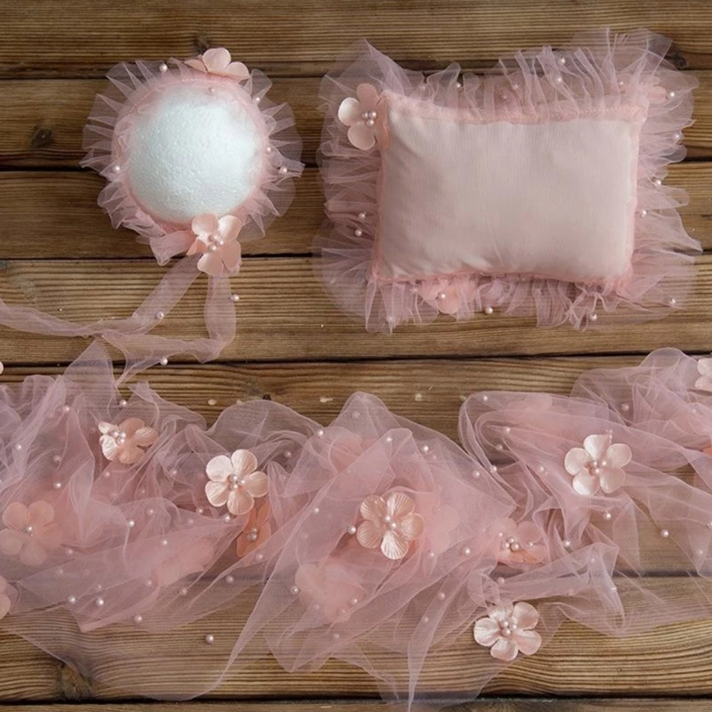 

Наряды для фотосъемки новорожденных Реквизит для фотосъемки новорожденных девочек Кружевная шапочка и подушка GXMB