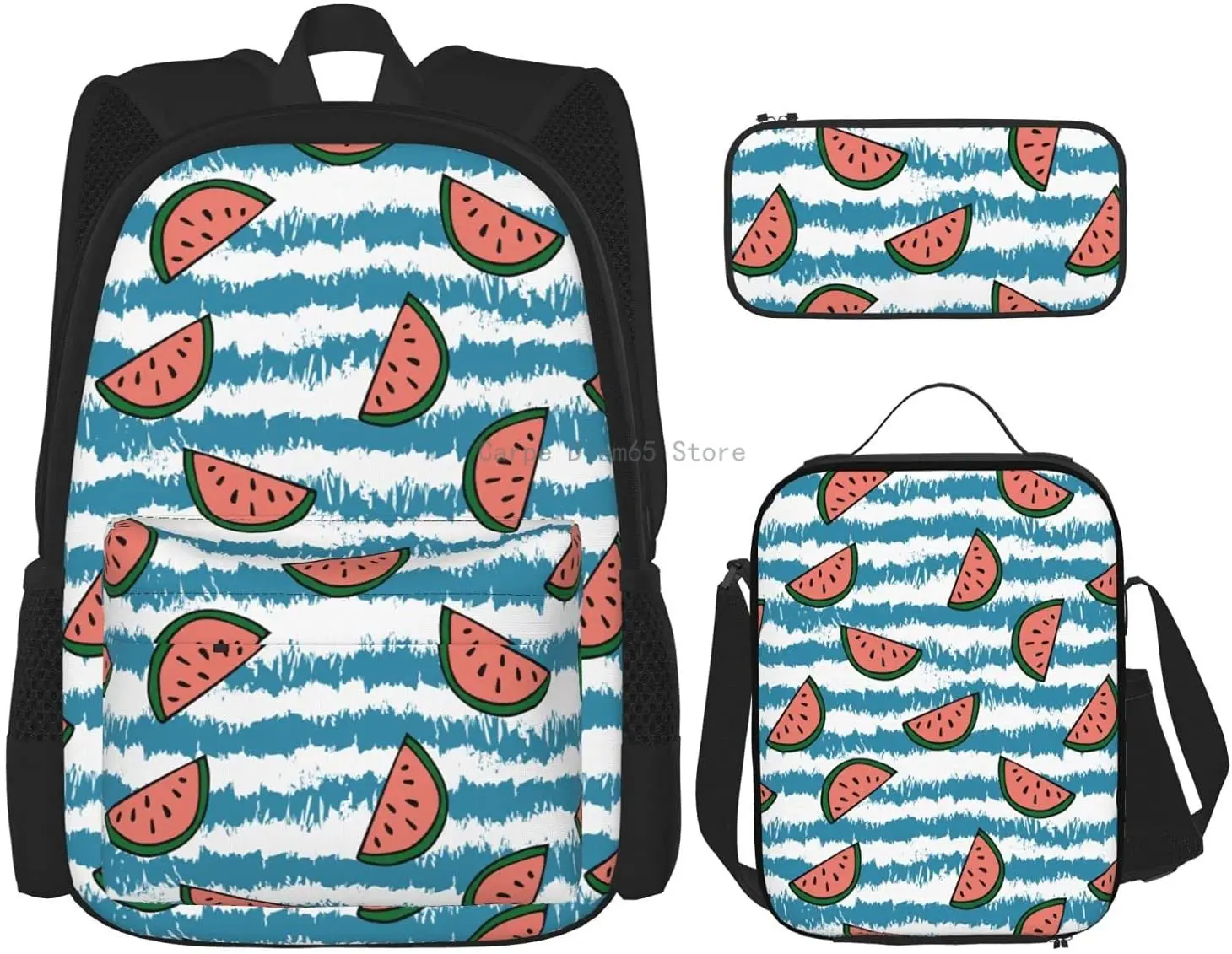 Женский кошелек с принтом в виде фруктов и арбуза (школьная сумка + чехол-карандаш + комбинация сумок для обеда)