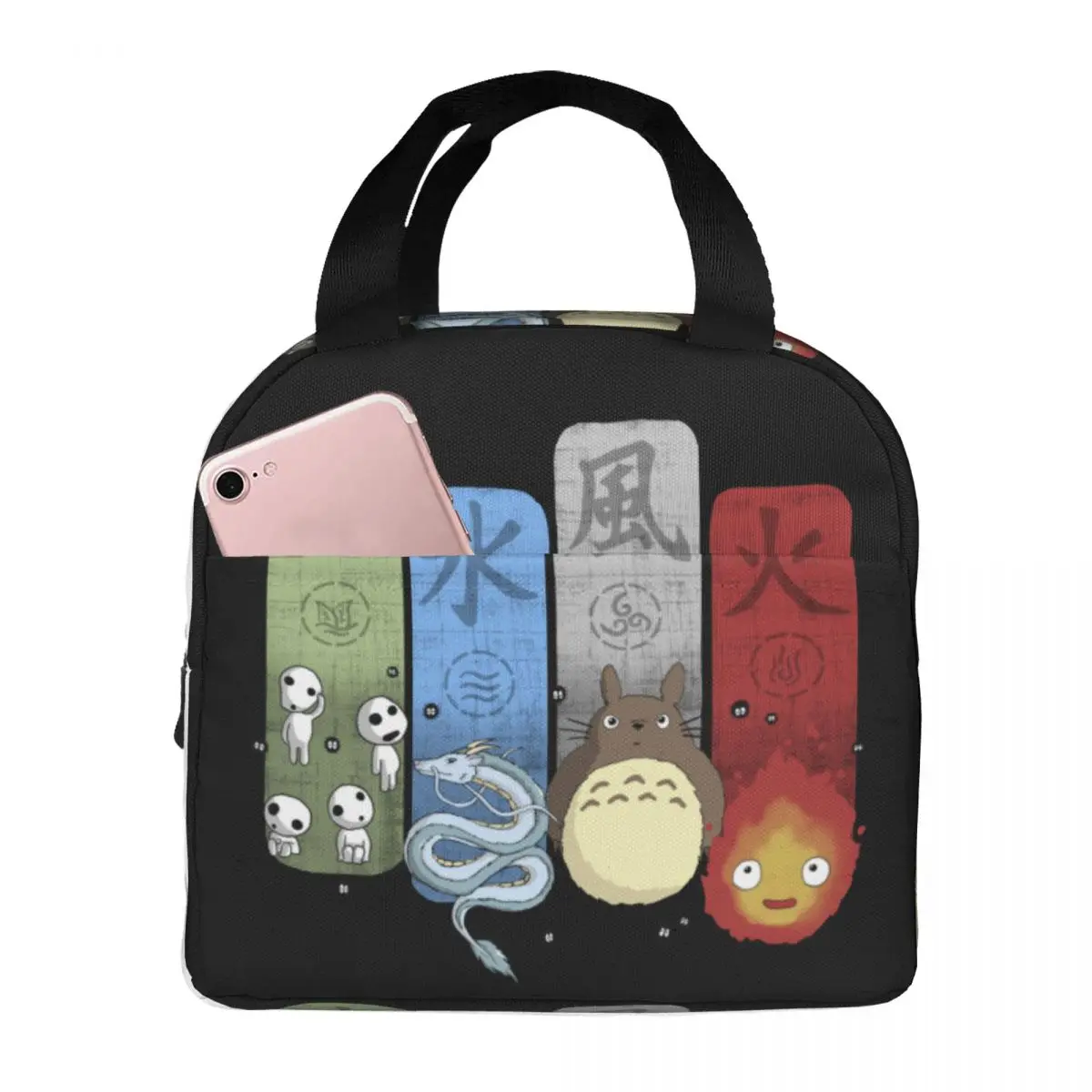 

Lunch Bags for Women Kids Princess Mononoke Ghibli Elemental Thermal Cooler Portable Picnic Work Oxford Lunch Box Food Bag