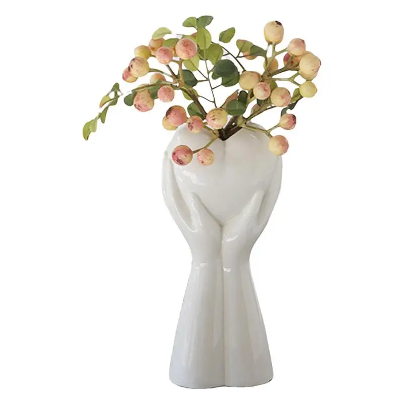 

Hand-held Love Vase Morden Art Flower Pot Modern Sculpture White Planter Pot Decorative Table Centerpieces Wedding Office