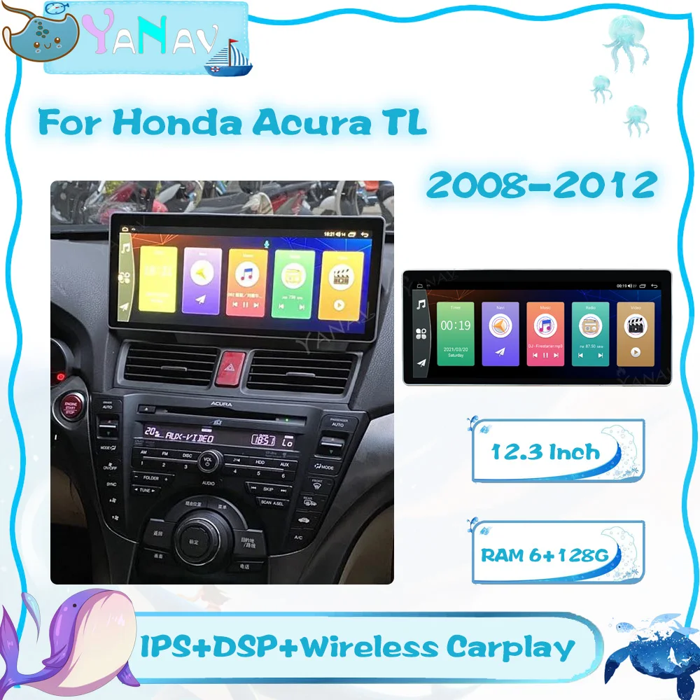 

Автомобильный радиоприемник 12,3 дюймов Android для Honda Acura TL 2008-2012 GPS-навигация автомобильный видеомагнитофон Мультимедийный MP3-плеер Carplay