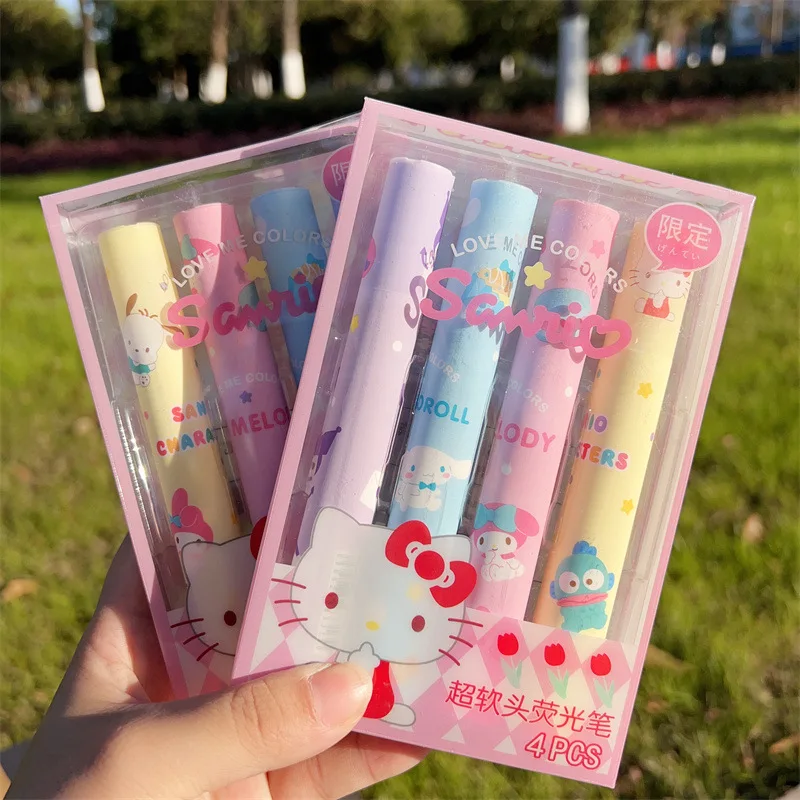 

Sanrio Adorable Highlighter Cartoon 4-Piece Box Of Multi-Color Color Pen Multifunctional Pen Student Stationery Students Pens
