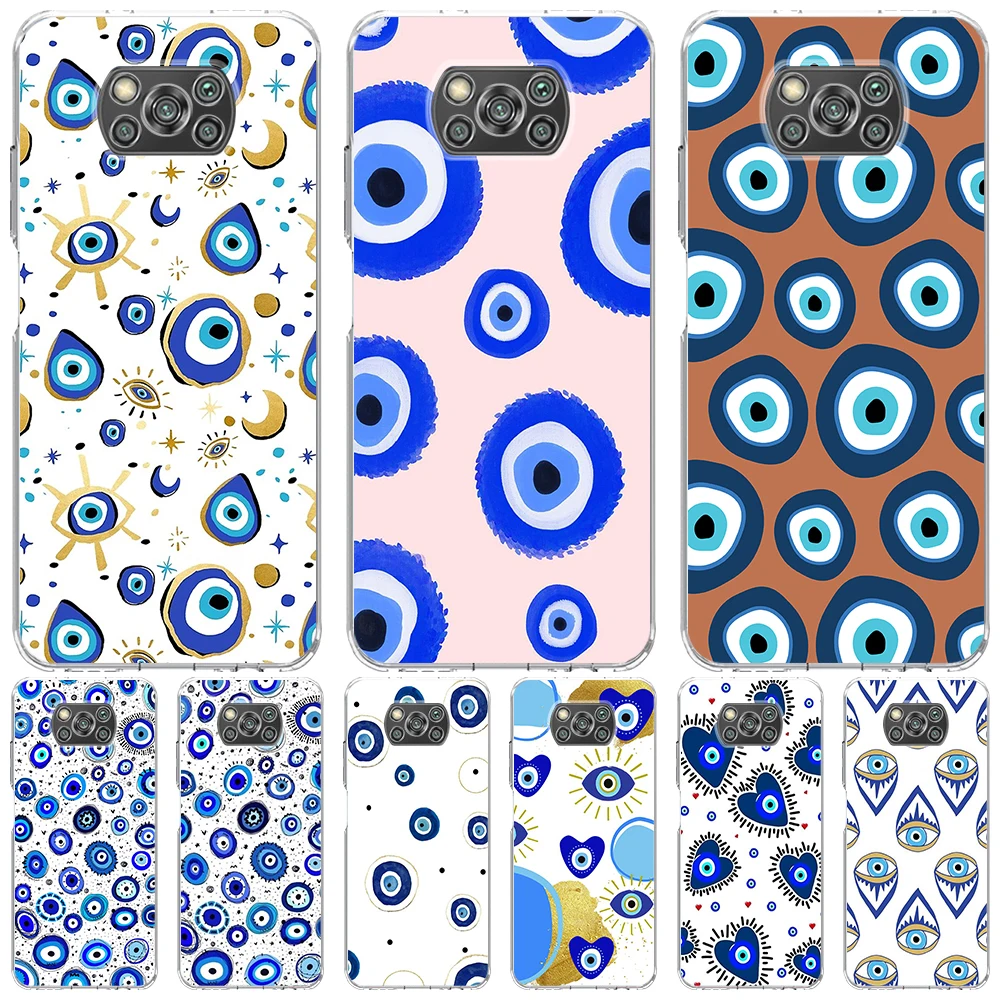 

Синий чехол от сглаза для Xiaomi Poco X3 NFC X4 M4 Pro M3 F4 GT F3 F1 Прозрачный чехол для телефона из ТПУ Redmi Note 10 9S K40 Mi 11 Lite 5G