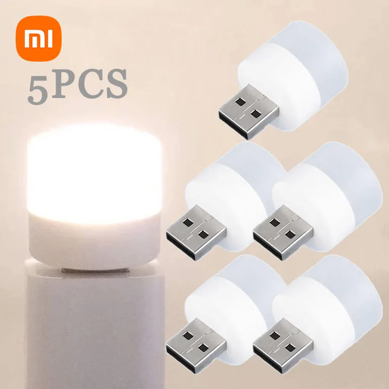 

XIAOMI 5 шт. мини USB разъем лампа супер яркая защита глаз книга свет для компьютера мобильный внешний аккумулятор USB маленький светодиодный ночн...