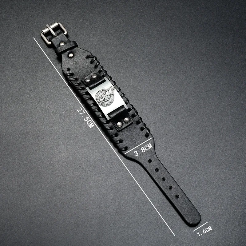 Амулет Орел широкий кожаный браслет мужской Панк Плетеный веревочный из сплава