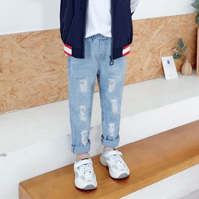 

New Kids Fashion Solid Jeans Trousers Pants Boys Denim Pants Baby Boys Jeans Spring Autumn Jeans Long Pants Clothing 3-14Years