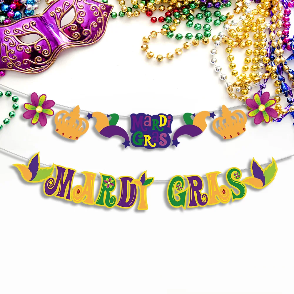

Mardi Gras Mask Carnival Festival Birthday Party Backdrops Wall Hanging Paper Banner Bunting Flags Baby Shower Party Decorations