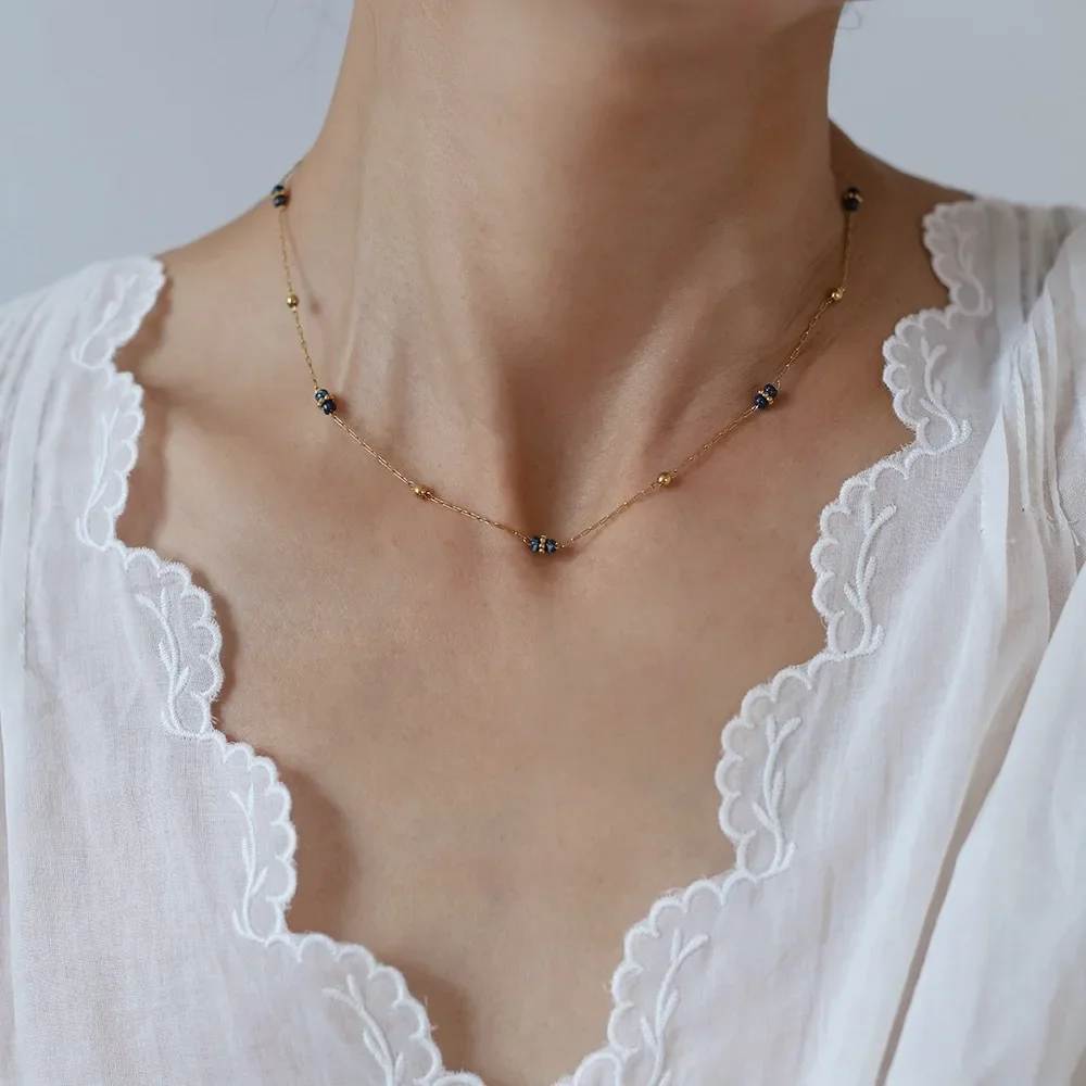 Стильная картина маслом RHYSONG звездное небо голубой рис бусины цепочка женское