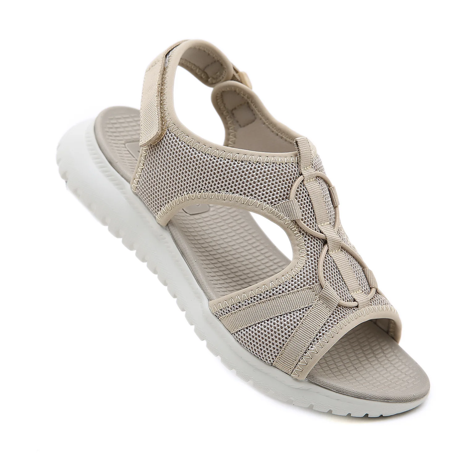 

SIKETU Brand Casual Summer Wedge Sandals Women Solid Color Breathable Round Toe Shoes Slip on Hook Loop Beach Outside Office 42