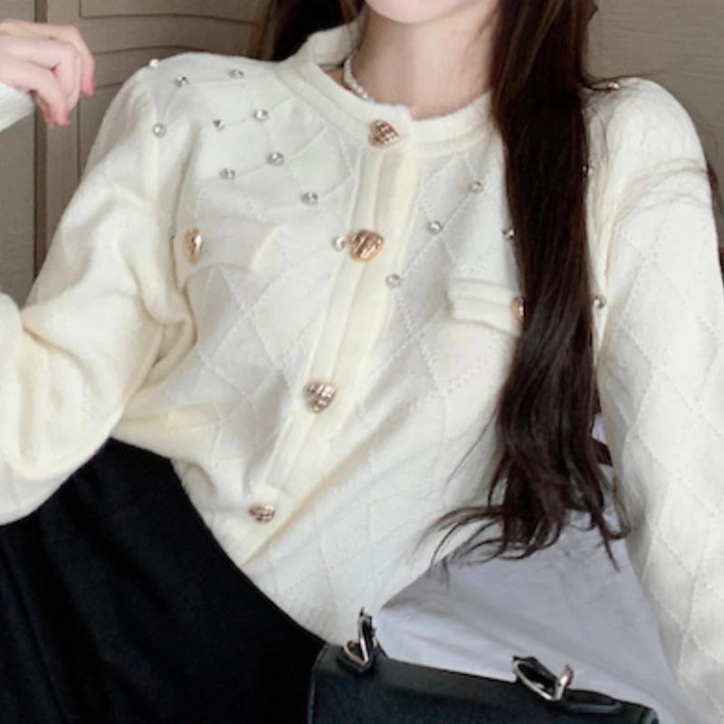 

Elegant Autumn Sweaters For Women Long Sleeve Single Breasted Pockets O-Neck Femme Cardigans Fashion Woman Sweater Dropshippnig