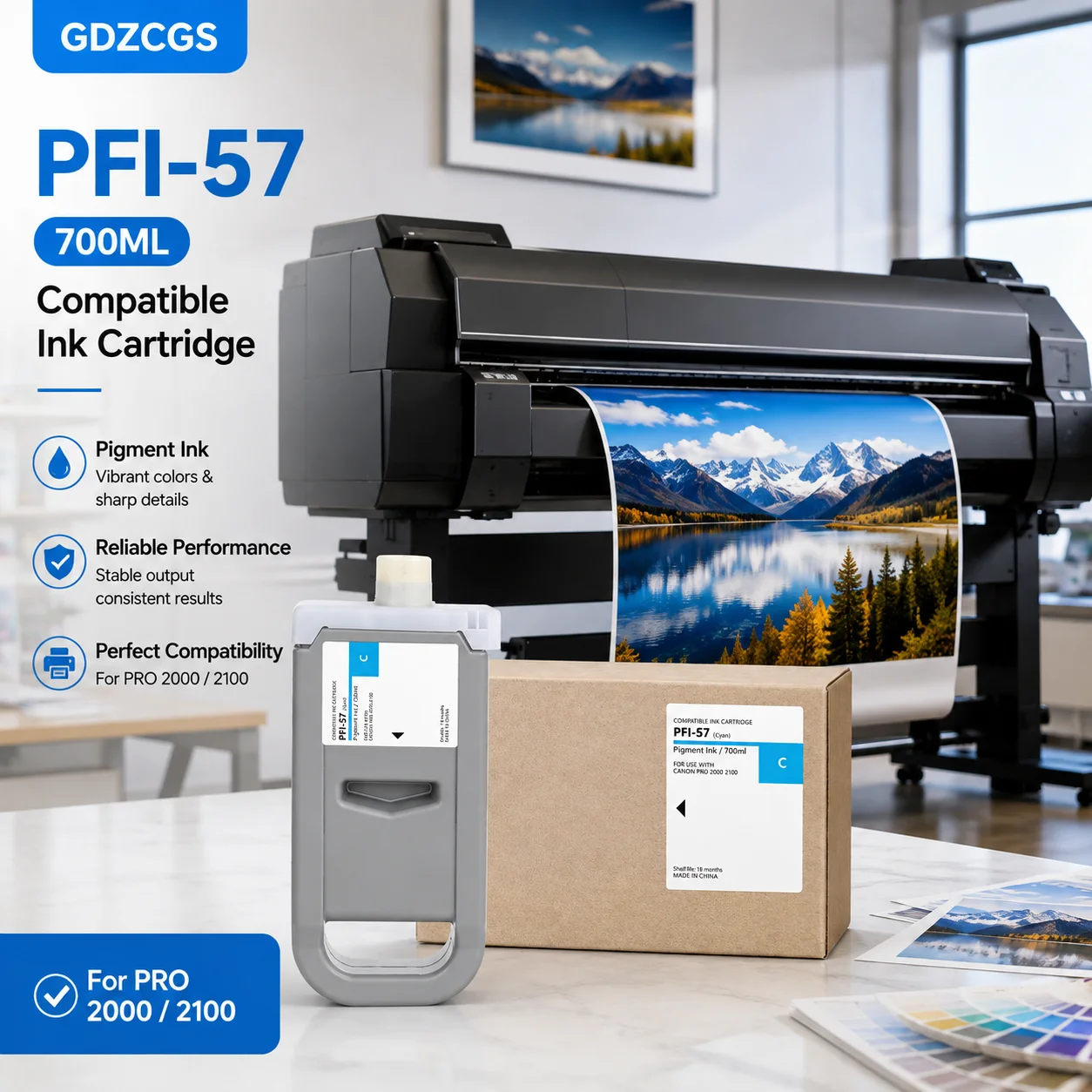 Фото PFI57 PFI 57 PFI-57 Совместимый чернильный картридж для принтеров Canon ImagePROGRAF PRO-540s PRO-560s PRO-520 PRO521 PRO540 PRO560, 700 мл №2