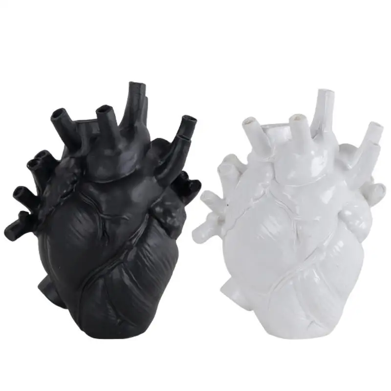 

Heart Vase For Home Decor Vase Heart-Shape Table Ornaments Resin Vase Desktop Ornament Decorative Vases Heart Sculptures