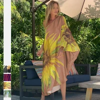 new digital printing womens summer beach vacation one shoulder loose casual dress sunscreen long skirt