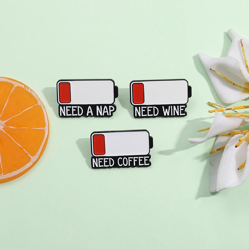 Брошь с изображением предупреждения о низком заряде батареи эмалированные