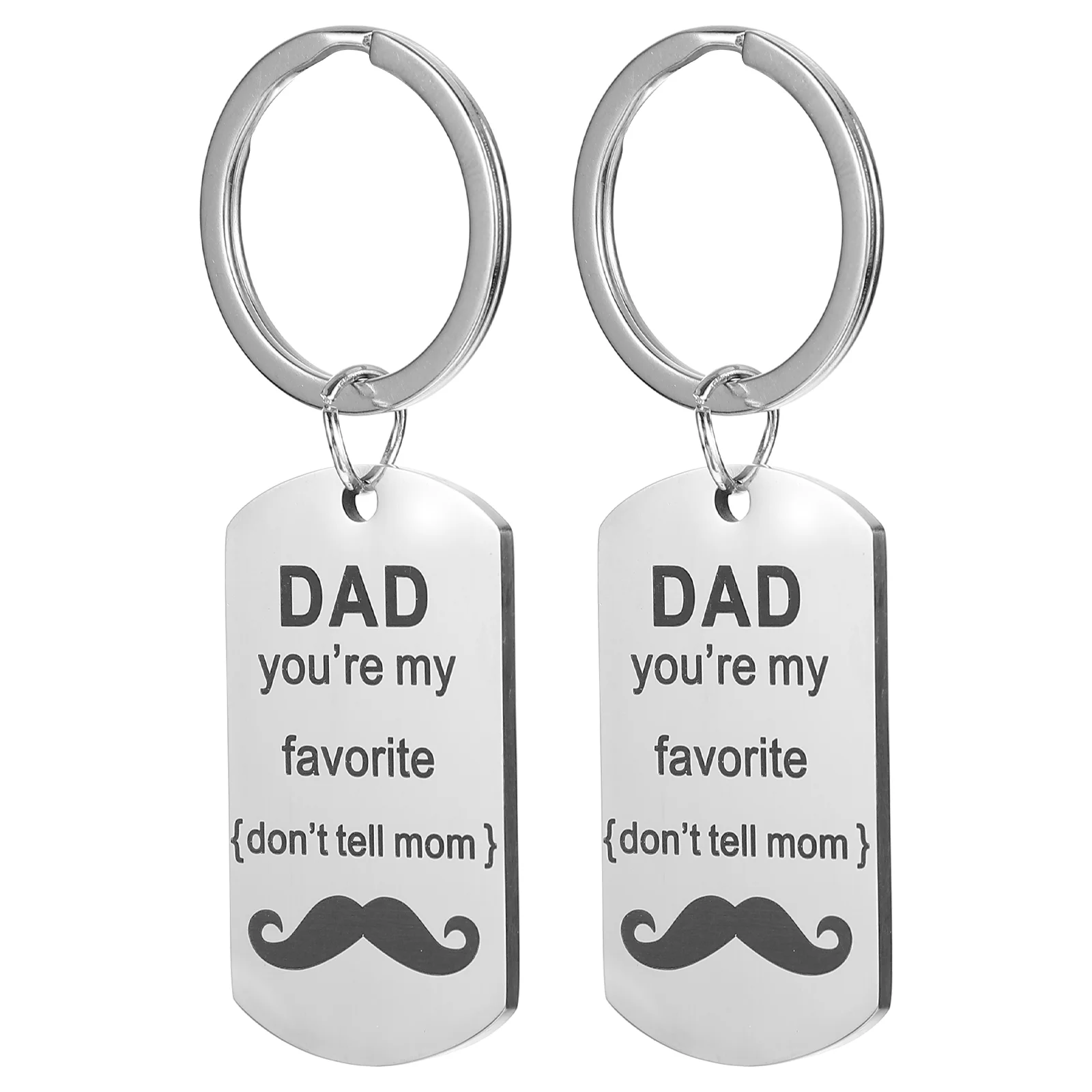 

2 Pcs Father Appreciation Keychains Bag Hanging Decors Stainless Keyrings