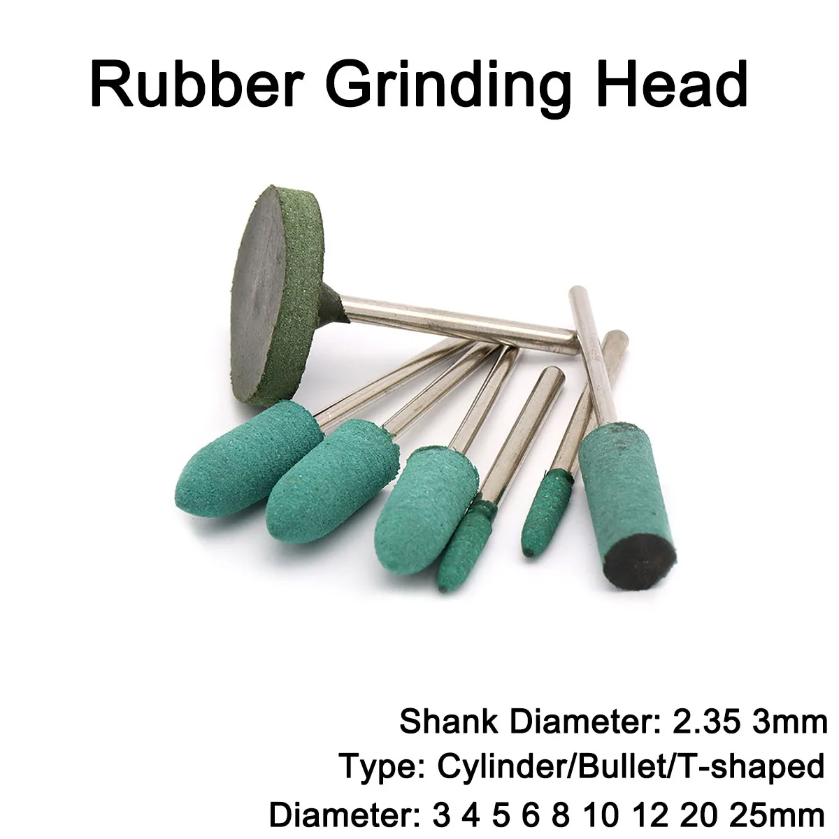 

5Pcs Shank Diameter 3mm Cylinder Rubber Grinding Heads Diameter 3 4 5 6 8 10 12mm for Electric Motorcycle, Hanging Mill