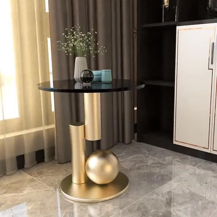 

Modern rock slab, living room, balcony, small coffee table, creative corner, luxurious modern round table.