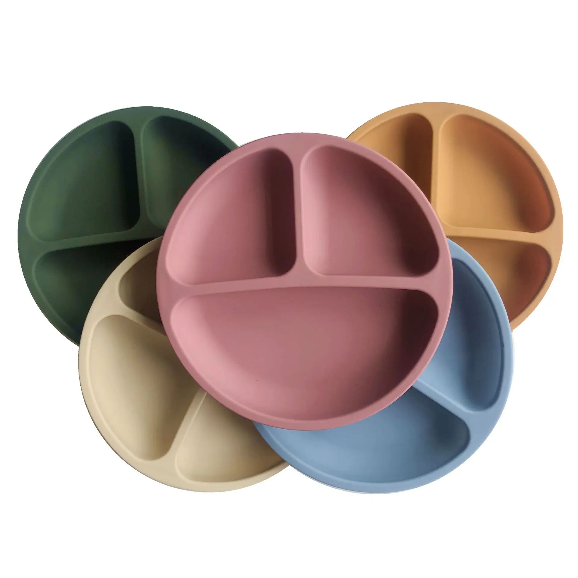 Безопасная силиконовая обеденная тарелка для малышей однотонная Милая