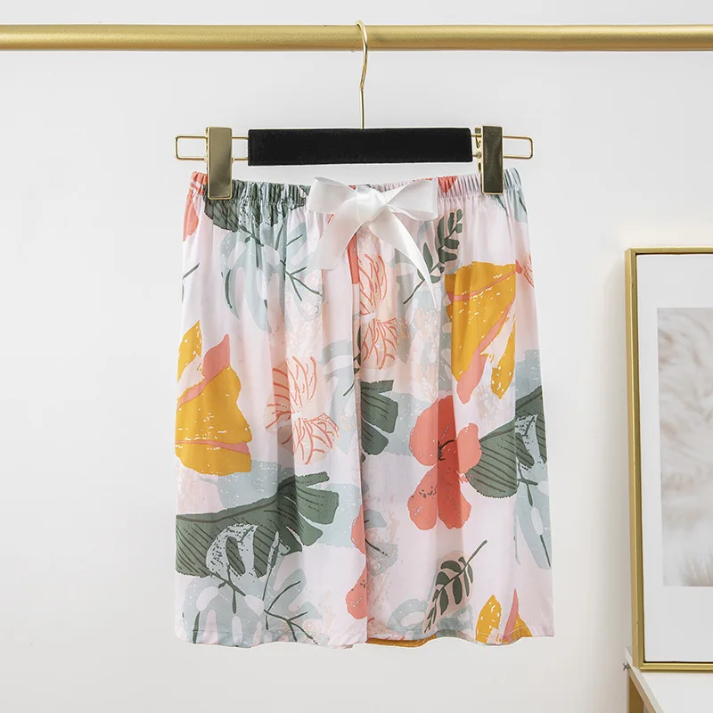 Хлопковые шелковые милые шорты с цветочным принтом одежда для отдыха женская