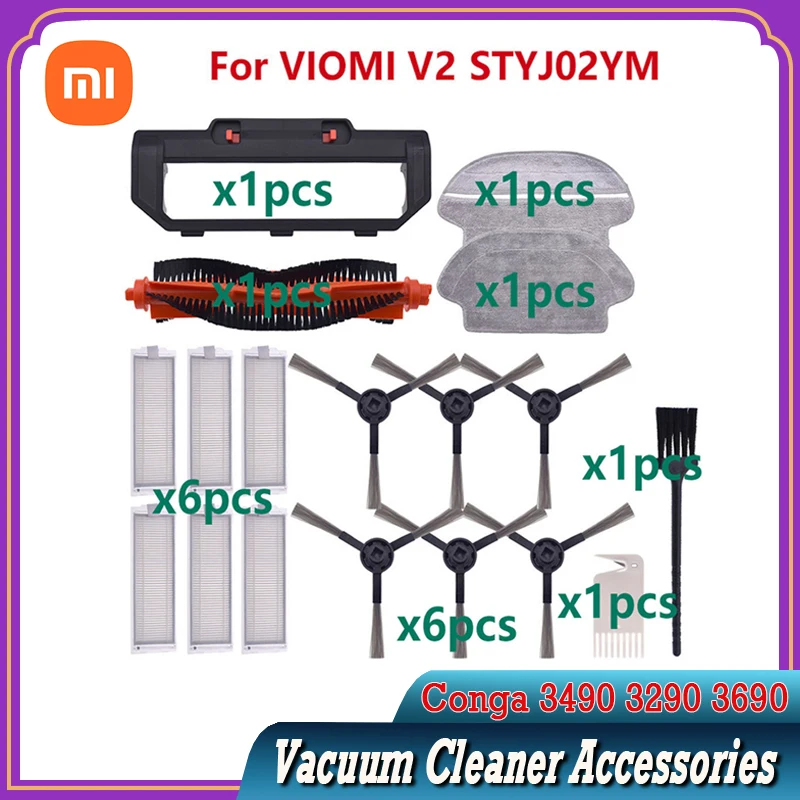 

Roller Side Brush Cover Filter Mop Water Tank For Xiaomi LDS Mijia Mi Robot Vacuum-Mop P STYJ02YM/VIOMI V2 Conga 3490 3290 3690
