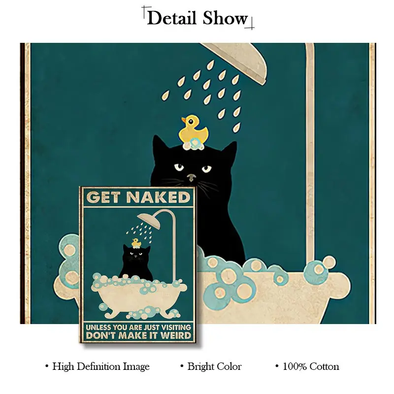 Винтажный постер в виде психической черной кошки плакаты салфетки принты