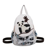 cotton and linen backpack women handsewn panda design bags girls fashion new olympics durable trend classic interlayers pockets