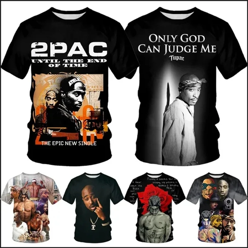 

Hip Hop Fashion Classic Rap Tupac 2pac T Shirts 3D Printed T-shirt Unisex Casual Round Neck Short Sleeved Popular Singer Tops