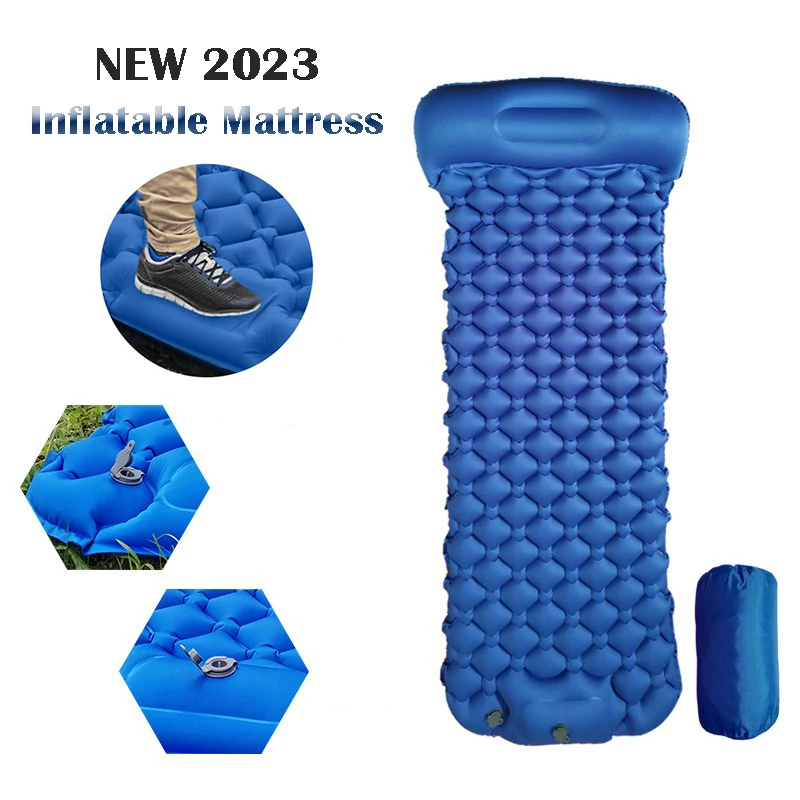 

Outdoor Sleeping Pad Camping Inflatable Mattress Built-in Pump Ultralight Air Cushion Travel Mat With Headrest For Travel Hiking