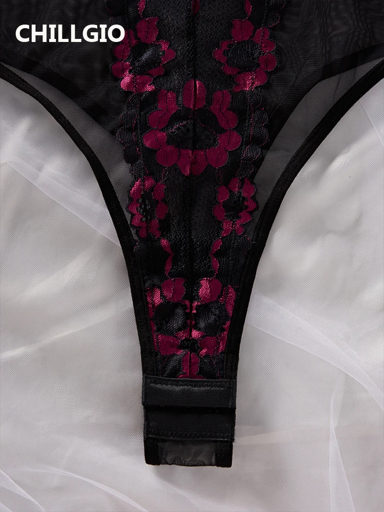 Женский сетчатый комбинезон CHILLGIO с цветочной вышивкой модный прозрачный