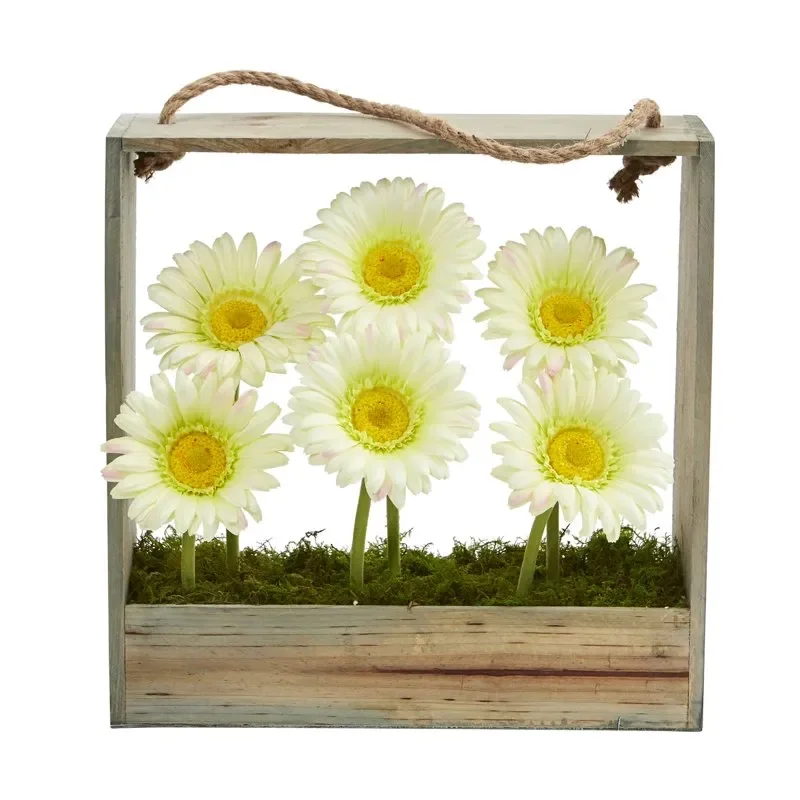 

Stunning Natural-Looking Garden Artificial Arrangement in a Solid Wood Hanging Frame