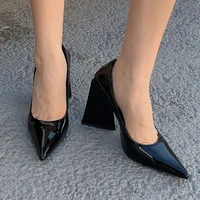heels for women sexy pointed toe slip on high block heels pumps fashion designer ladies dress shoes wedding party shoes woman