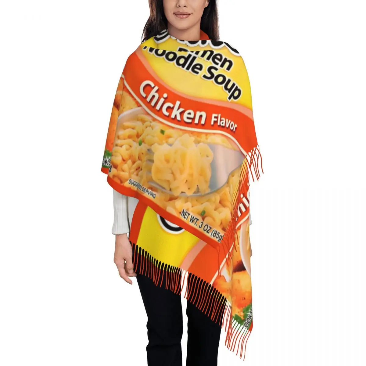 Женский шарф со вкусом курицы и лапши рамэн зимняя теплая кашемировая шаль