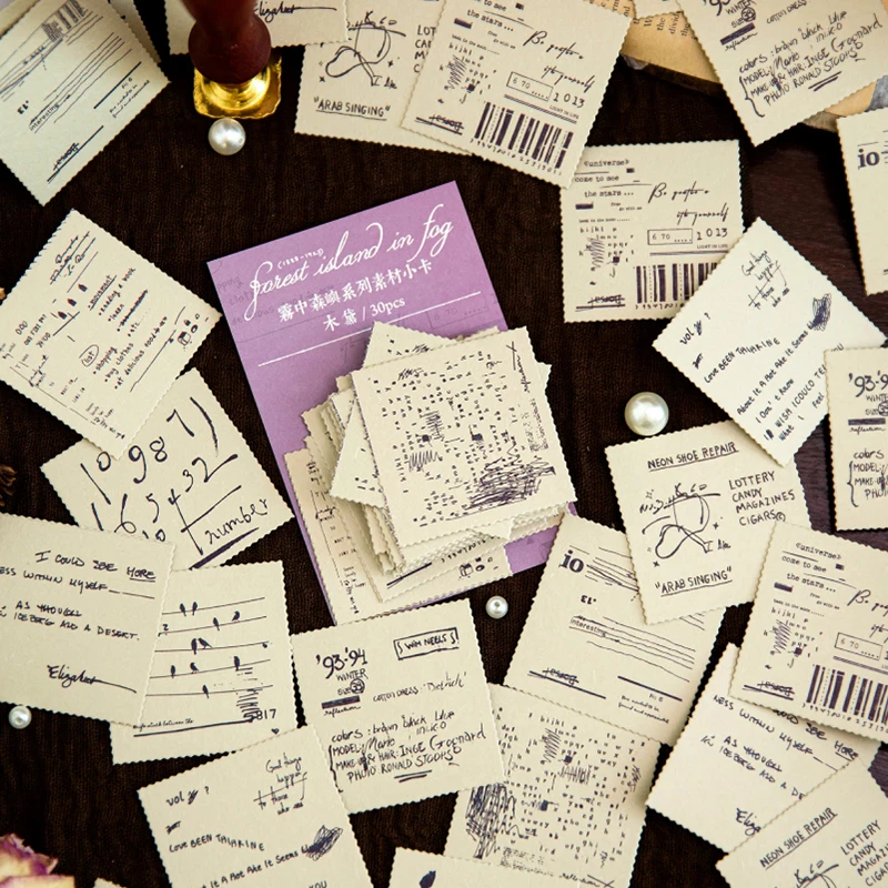 

30 Pcs Retro Material Message Border Handwritten Note Book Diy Scrapbooking Collage Paper Pads Vintage Junk Journal Paper Packs