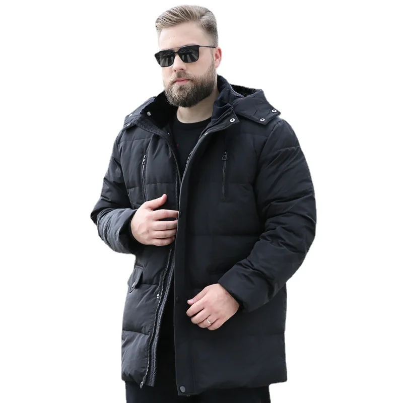 Down Jacket Men's Mid-length Middle-aged and Elderly People on The New Size Fashion Trend Increase Stand-up Collar