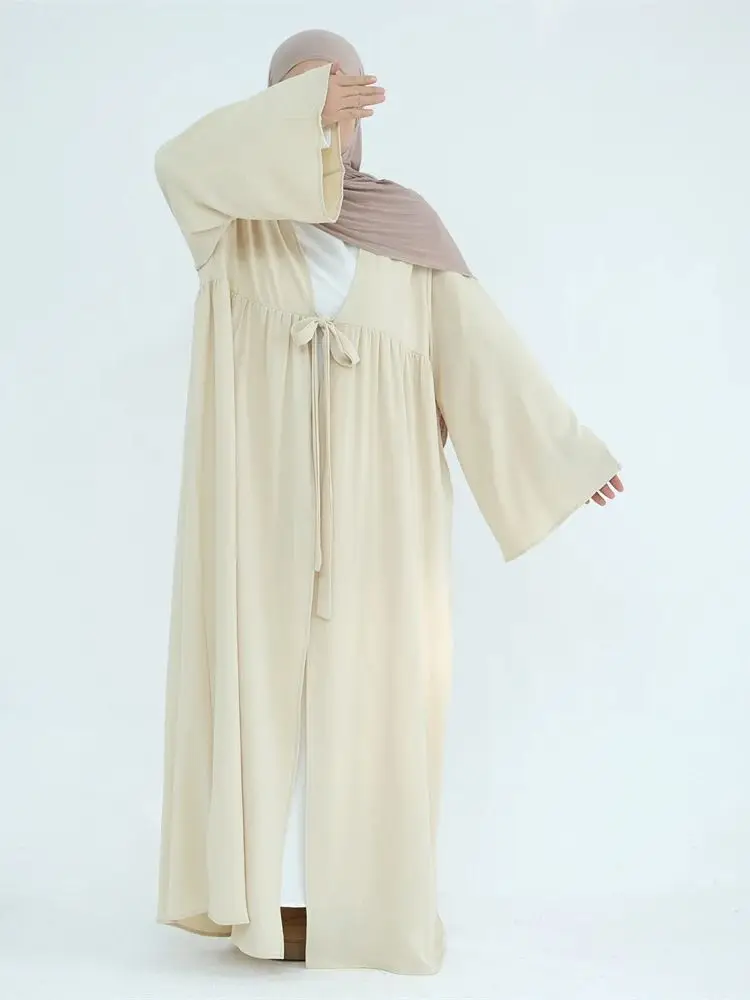 Рамадан Ид Скромное открытое кимоно Абая Дубай Мусульманская молитвенная одежда