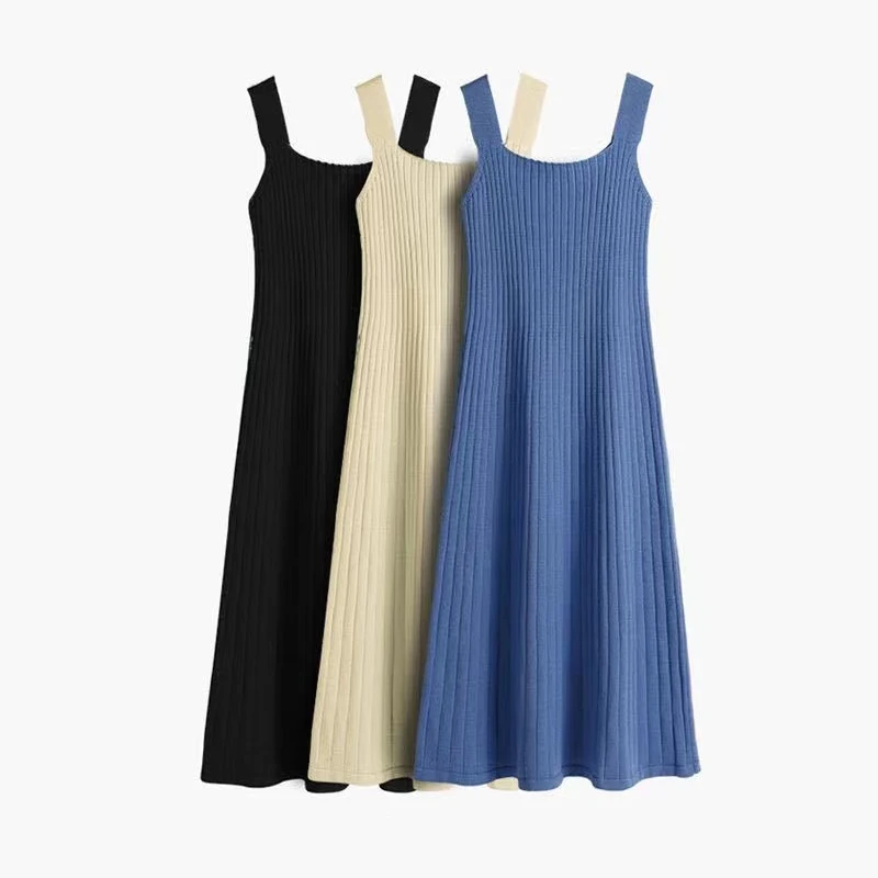 

Knitted Suspender Medium Long Dress Sexy Vest Skirt