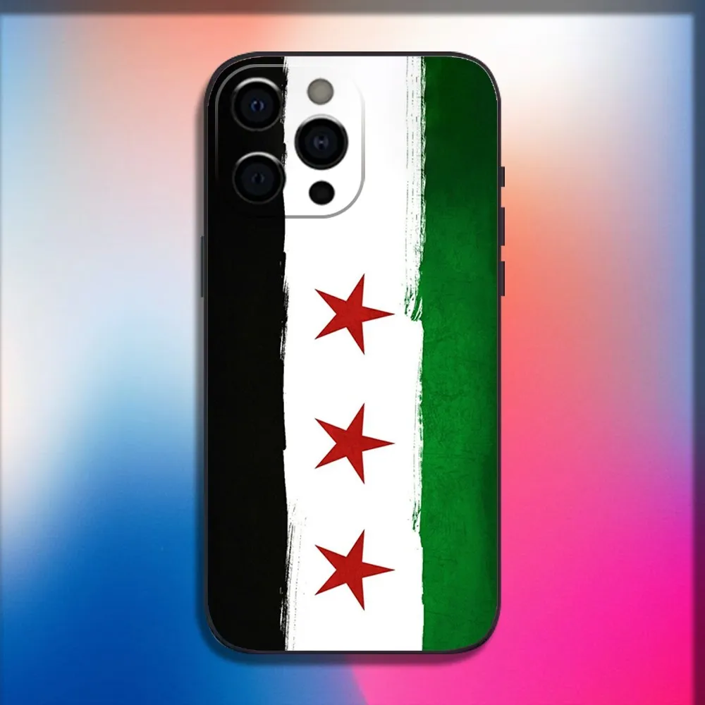 Map S-Syrian Syria Flag Phone Case For iPhone 16 15 14 13 12 11 Pro X XS Max XR Plus Mini Soft Black Cover