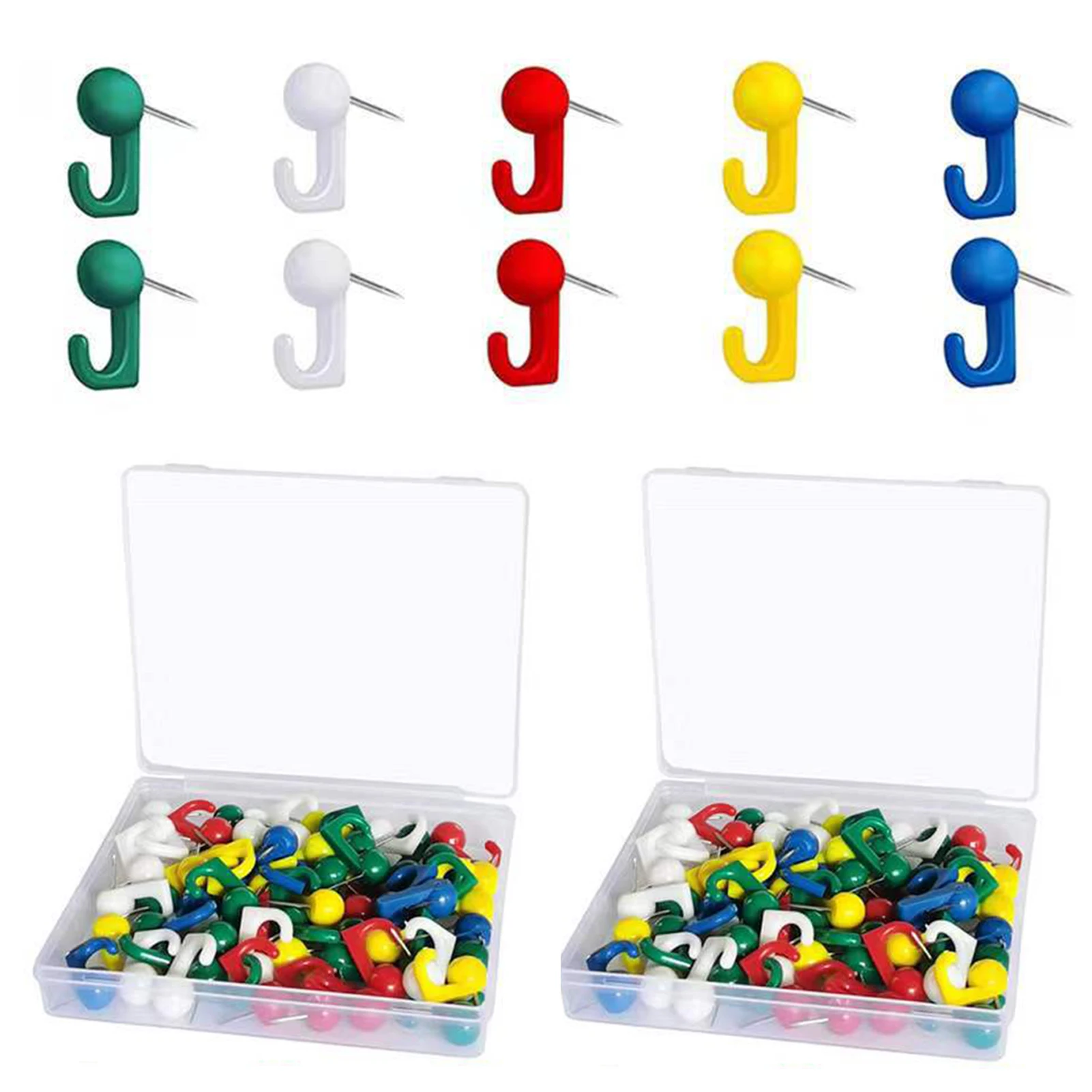 

100pcs Sturdy Mini Easy To Install For Photo Wall Plastic Heads Hanging Office Home School Pinning Push Pin Hooks Bulletin Board