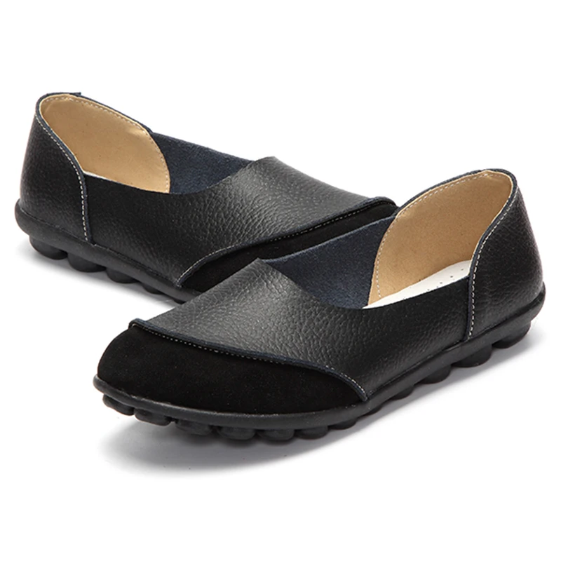 PU Leather Walking Shoes for Women Flat With Sports Footwear Breathable Sneakers For Female Slip-On Shoes