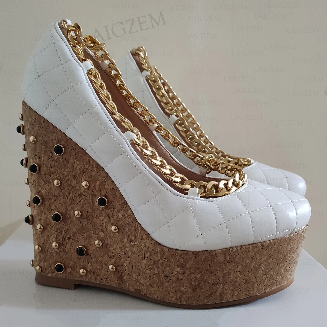 

Туфли laigзем женские на платформе, сандалии на металлической цепочке, обувь для вечеринки, большой размер 42 45 52