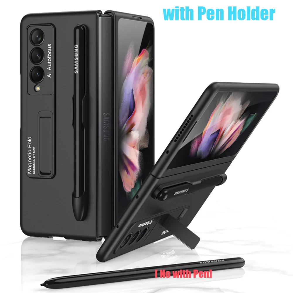 

Magnetic With S Pen Holder Cover For Samsung Galaxy Z Fold 3 5G Phone Case 360° Full Protection Shockproof Coque Fundas(No Pen)
