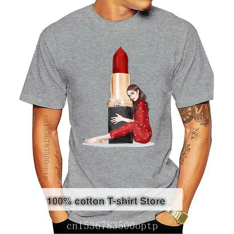 

Новая Сексуальная красная рубашка с губами, коллекция 2021 2021, модная футболка для макияжа, Женская Роскошная кофейная футболка, женский летн...