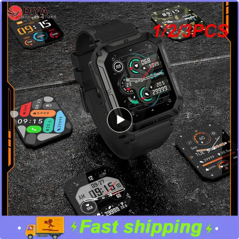 

1/2/3PCS C20Pro Smart Watch Men Sport Smartwatch IP68 Waterproof Call 35 Standby 123 Sport Modes 1.83 Inch