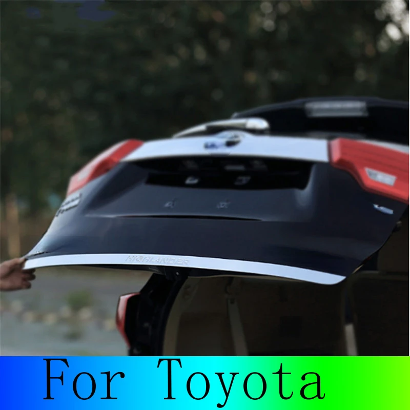 

For Toyota RAV4 Camry Highlande C-HR Car Trunk Cover Door Protect Strip Stickers Bottom Chrome Styling Stainless Steel Mirror