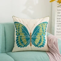 nordic simple style cotton linen butterfly embroidery cushion cover 45x45cm for sofa living room bedroom home decor pillow case